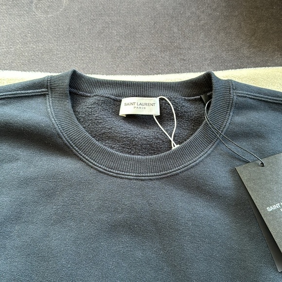 Yves SAINT LAURENT Authentic luxury Crew Neck Navy cotton sweatshirt- large - Picture 14 of 15